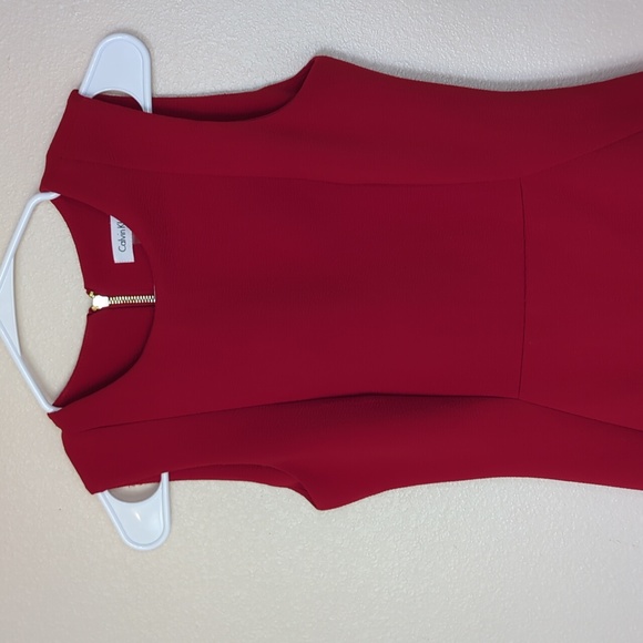 Calvin Klein Red Sleeveless Midi Sheath Dress Size 2 - Picture 4 of 13